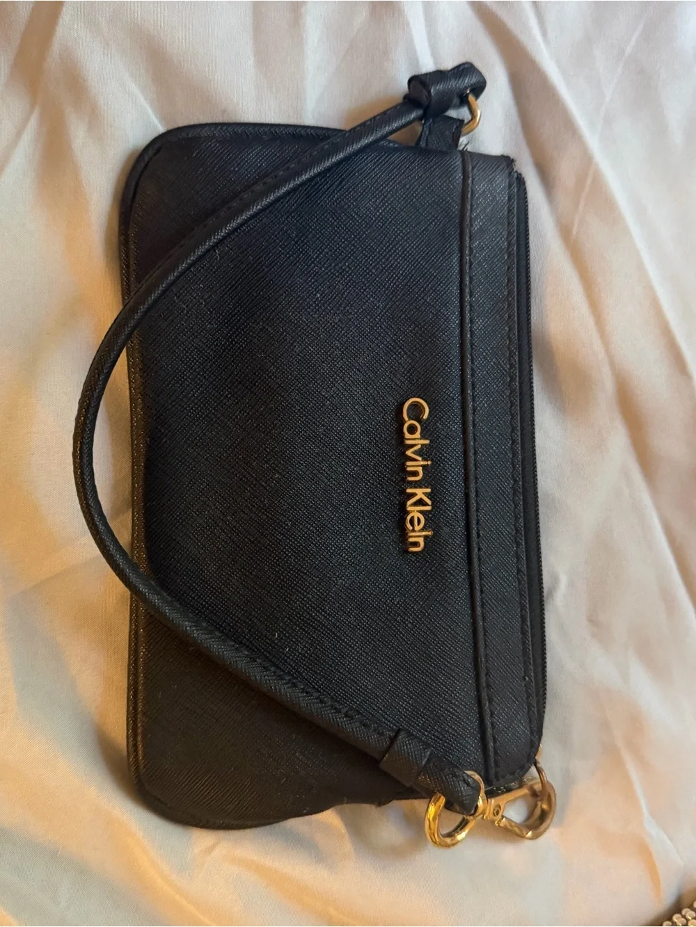 Calvin Klein Black Gold-Accent Wristlet Clutch